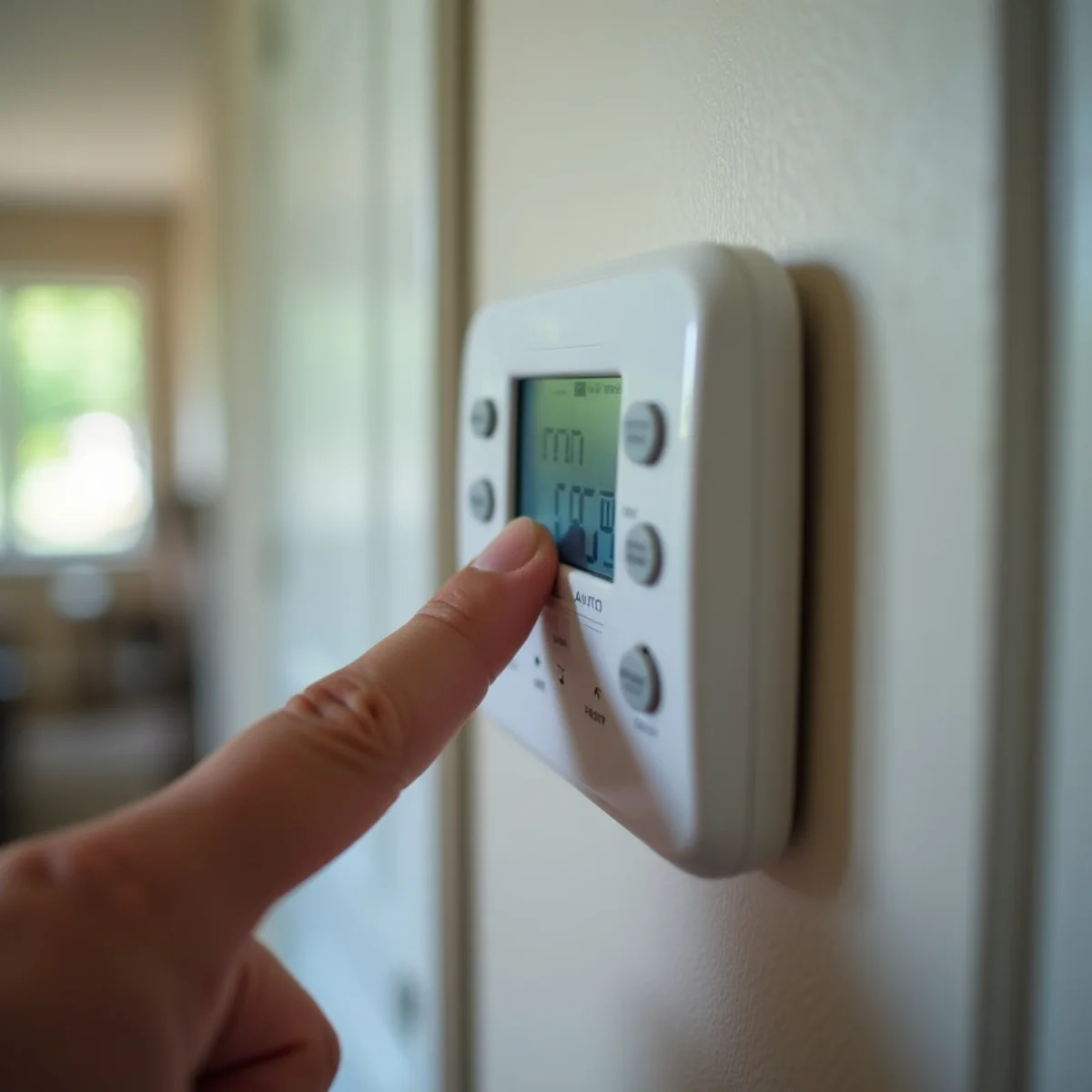 Thermostat set to Cool with the fan on Auto during a heat wave in a Montgomery County, PA home